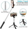 4 in 1 Wireless Selfie Stick & Tripod With Light - 70cm / 100cm / 170cm With & Without Light - Tripod, Selfie Stick, Selfie Light, Bluetooth Shutter - Foldable & Portable For All Mobile Phones With Detachable Charging Cable - Black & Pink. 
