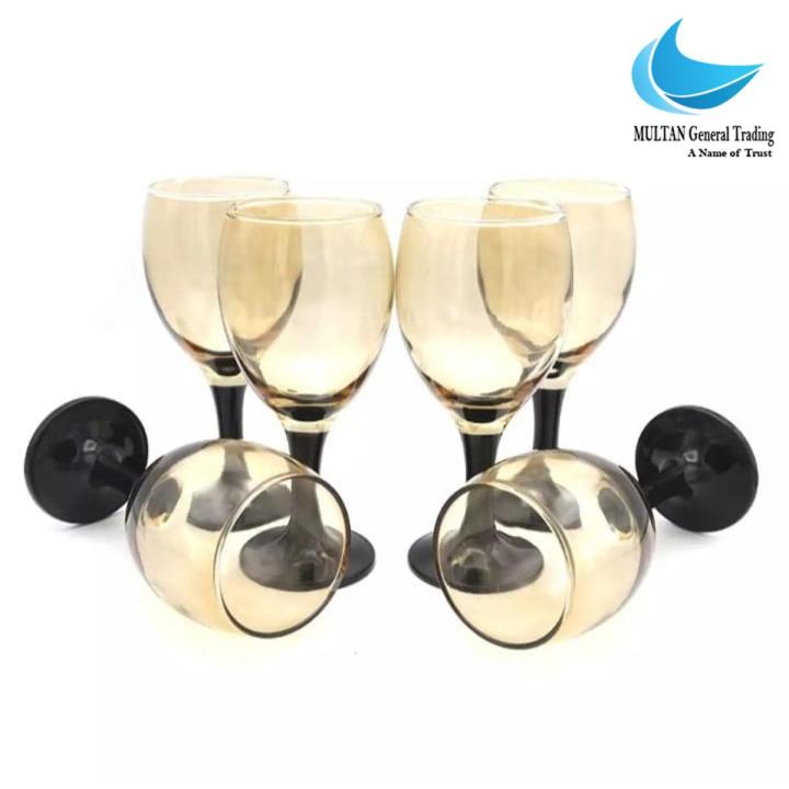 Imperial Goblet Black Base 6 Pcs Set 240 ML | Beautiful Glass set 6 Pcs
