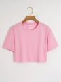 Pack of 4 Premium Quality Plan Crop T Shirt Crew Neck Half Sleeves Crop Top for Girls Crop Top for Women Crop Top for Ladies. 