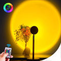 Remote Control Sunset Projector Lamp with 16 Colors Changing Rainbow LED Atmosphere - Perfect for Celebrities & TikTok Stars. 