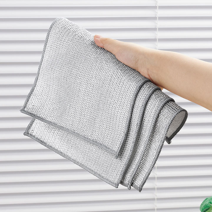 Double-sided steel wire dishcloth, kitchen imitation steel wool ball rag, metal wire cleaning, wear-resistant brush, pots and bowls, bamboo fiber rag
