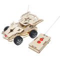 DIY Mini Solar Wireless Remote Control Car Toy Science Educational Toy Assembly RC Toys Wooden Car Vehicle Model For Kids. 