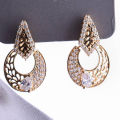 Fancy Earring Full Moon Pearl White Crystal - Imitation. 
