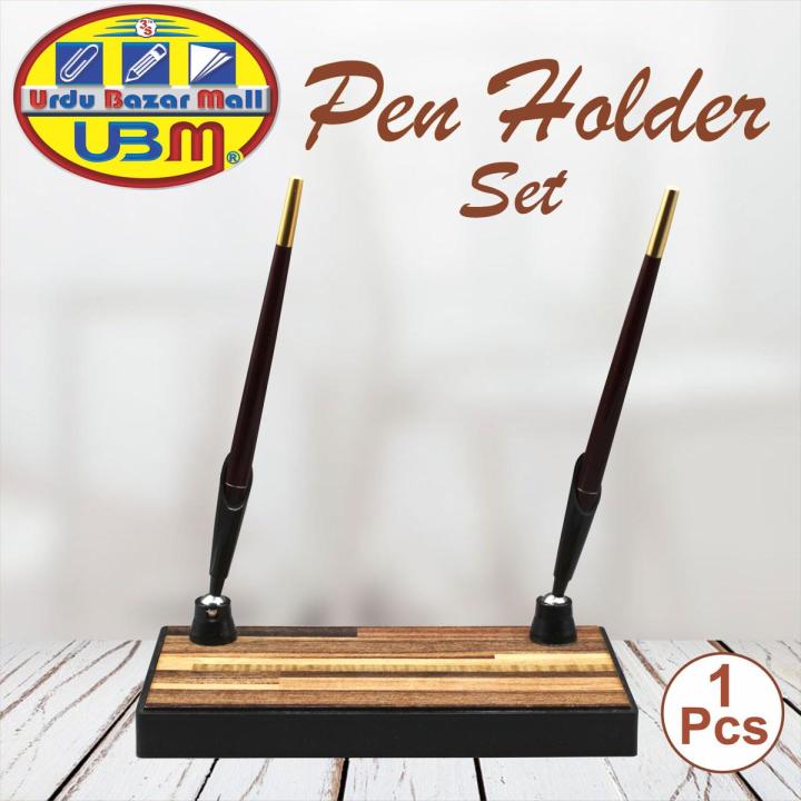 Senator Wooden Pen Holder/Pen Holder/ Pen Holder Set/ Pen Holder Stand Office School Desk Pen Pencil Holder/Stand Pen Holder Set/ Pen Organizer with 2 Dux Long Pen/ Office Accessories/ Office Accessories Set / Wooden Office Accessories Set  ( 1 Pcs Set )