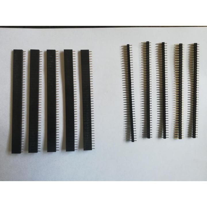 Pack of 10 - 40 Pin Single Row Straight 5 Pcs Male With 5 Pcs Female Pin Header Strip
