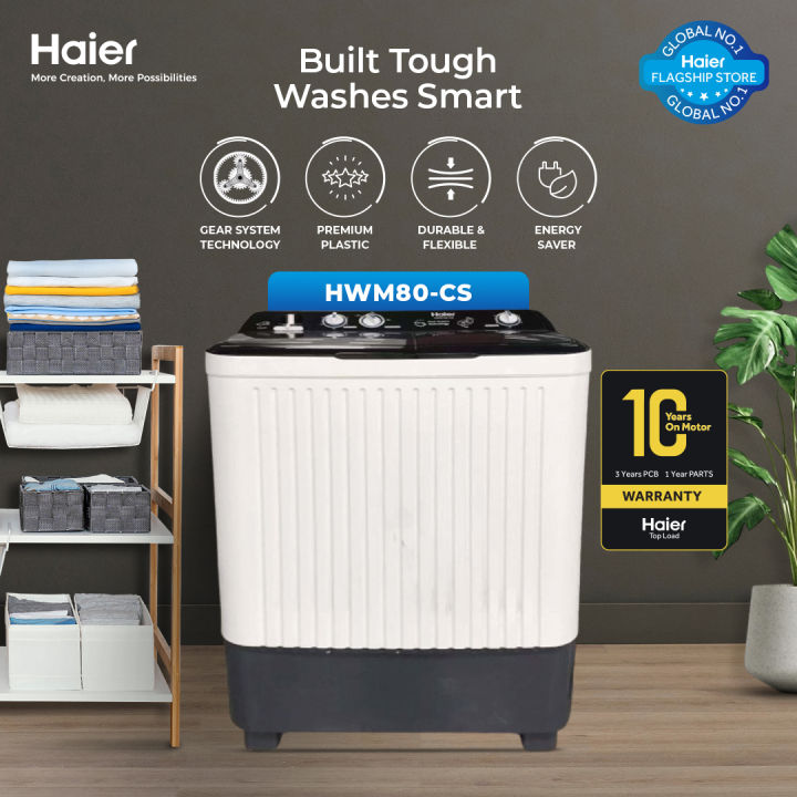Haier 8 Kg- Twin Tub Semi Automatic Washing Machine- HWM 80 CS - 10 Years Brand Warranty
