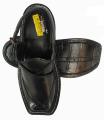 Black Polish Peshawari Chappal With Hand Made Sole. 