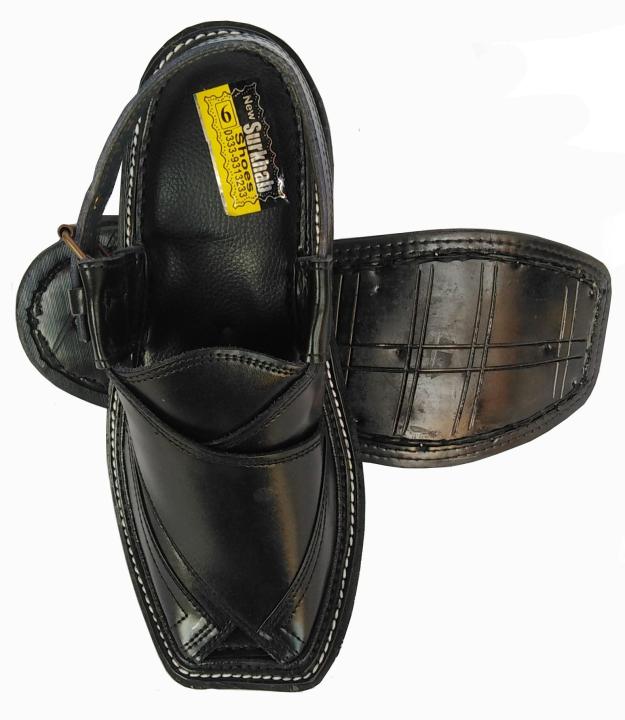 Black%20Polish%20Peshawari%20Chappal%20With%20Hand%20Made%20Sole%20-%20Image%204