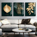 Modern Golden Plant Leaves Canvas Painting Home Office Picture Poster Wall Decor. 