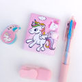 Cute Unicorn diary set with highlighter Tape and 3 in 1 Ball Point Pen A complete Gift stationery set school| Cute stationary items for girls. 