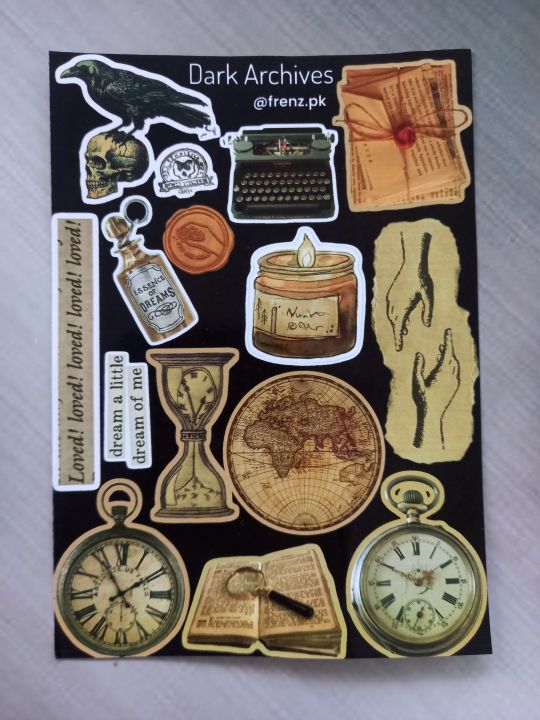 Dark Archives UNCUT Sticker sheet - A6 size - 15 x 10 cm | Daraz.pk