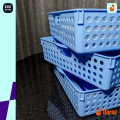 Italian Multipurpose PACK OF 3 Rectangular Storage Baskets with Handles For Home, Wardrobe, Kitchen, Office, Classroom - Premium Quality Plastic Drop-Resistant Organizer Bin - Flat Desk Tray Fits A4 Size Papers, Letters, Books, Files - Decent Colors Range. 