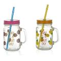 Mason Jar with Handle & Straw 450 ml. 