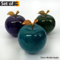 Set of 3 Marble Apples, Handcrafted Decoration, Onyx Marble Apple Decoration For Home, Marble Apple Paperweight for Desktop, Office Table, Living Room (2.5 inch). 