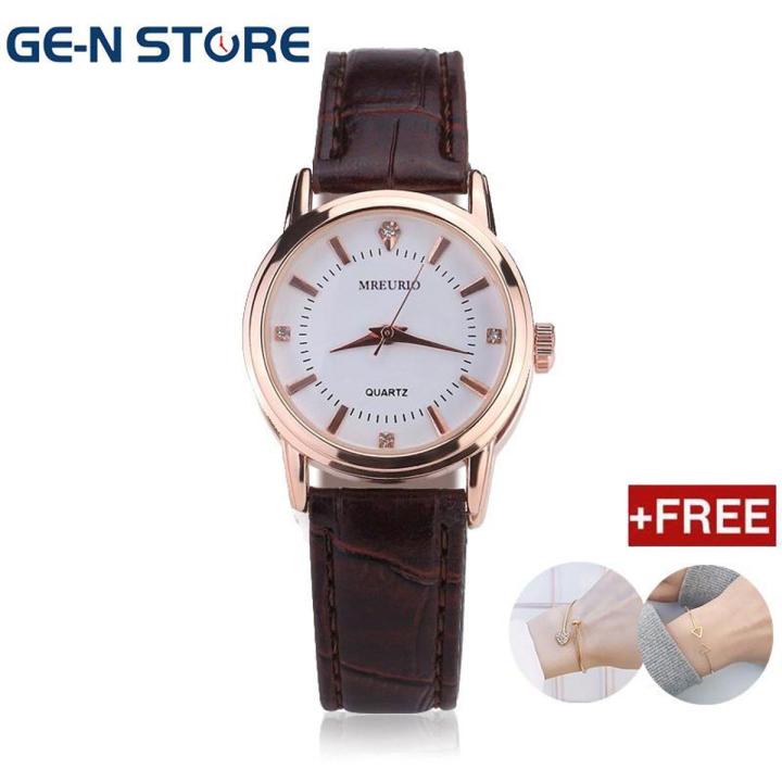 MREURIO Women Watches Casual Quartz Leather Strap Watch For Women