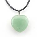 Heart Shape Green Aventurine Stone Green Crystal Pendant Natural Healing Gemstone Bead Necklace Jewelry 25mm. 
