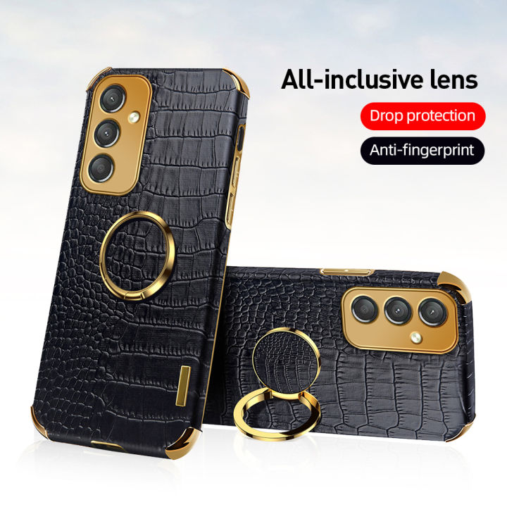 For Samsung S24 FE Plating Process Crocodile Phone Case for Samsung S 24 FE samsung s24 fe 6.7 inches Anti-Drop Soft Protective Back Case Support Wireless Charging