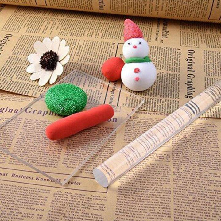 QUANBU 2020 2 Pcs Solid Acrylic Roller Rolling Pin Sculpey Polymer Clay Art Craft Accessories