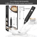 2 in 1 Electric Rechargeable Coffee Beater & Milk Frother and Foamer USB Charging Handheld Egg Beater & Coffee Beater Stir Baking Cream Foaming Machine Coffee Blender. 