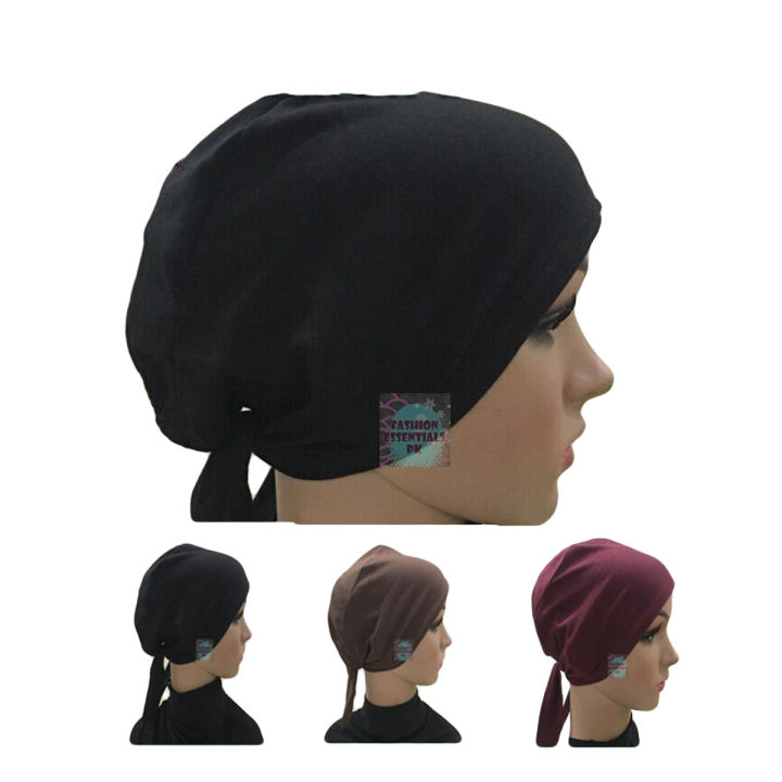 Pack of 03 Hijab Cap Back tie inn under scarf cotton Mat best stuff caps