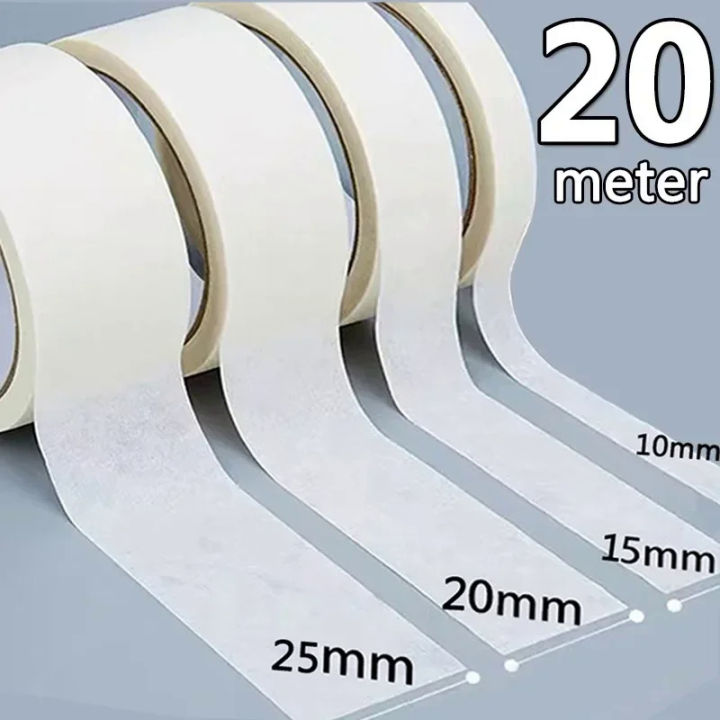 【Poggioio】 20M Adhesive Masking Tape White Writable Tape for Art Painting Sketch Car Sticker DIY Painting Paper School Supplies Stationery