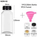 1pcs Empty 60-500ML Clear Plastic Juice Bottles w/ Caps W/ Funnel Reusable Water Bottle Containers for DIY Juicing Milk Beverage. 