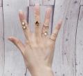 Fashion Rings set - 5 Mid Rings for Girls Fashion - Zircon mid rings for Women - Turkish Style Stone Rings. 