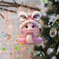 Elegant Car Accessory Snake Acrylic Car Pendant Christmas Tree Decoration for Rearview Mirror Festive New Year Ornament with Lanyard Easy to Hang 2d Design Acrylic Car Decoration. 