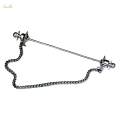 Fashion Mens Shirt Collar Bar Pin with Chain Suit Decor Necktie Tie Clips Badges Brooch Pin Collar. 