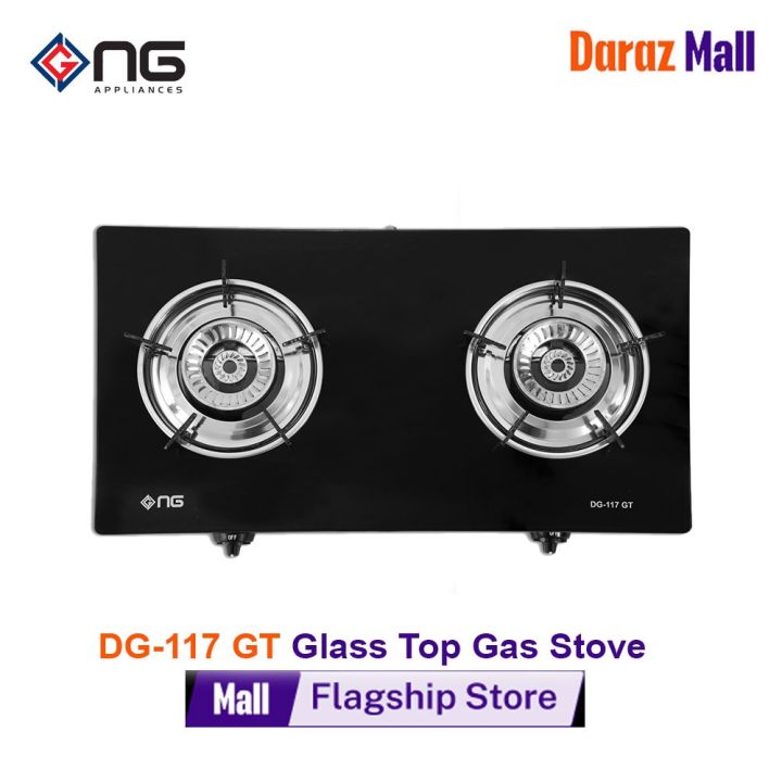 Nasgas Glass Top Gas Stove DG-117 GT Auto ignition TEMPERED GLASS TOP, Large Body, Heavy Ring