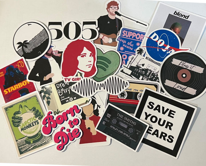 Pack of 10/15/20 Music Stickers Collection for Kids/Teens fans, Waterproof DIY stickers for Decor, Laptop, Water Bottle, Car Cup, Computer, Guitar, Skateboard, Luggage, PlayStation and Bike Bumper etc