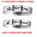 Couple Ring Her King And His Queen Rings Best gift for Valentine pack of 2 ringS with cute box. 