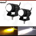 (2pcs) New Mini Fog Light for All Motorcycle, Cars, Jeep(2pcs) Dual Function White-Yellow Lens Projectors Auxiliary Light 20w. 