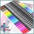 Giorgione Signature Double Head Art fineliner Brush Marker Pens 1 - 2 MM Tip 24 Colors Set Double Tip Pens for Coloring, Bullet Journal, Painting, Calligraphy and Lettering. 