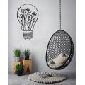 Bulb with flowers vase Wooden frame wooden wall art. 