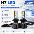 H7 LED Headlight Bulbs 120W Super Bright White Light | Plug & Play Car Headlights | High Power Auto LED Lamp. 