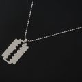 Men's Stainless Steel Razor Blade Pendant Chain Necklace Silver. 
