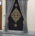 Pack of 3 Velvet Motif Design Curtains  - Applique Design Curtains - Customised. 