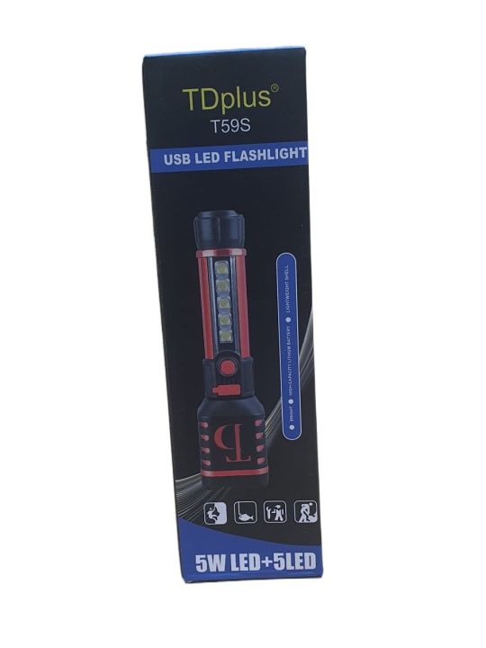 Tdplus%20Super%20Bright%20%20Rechargeable%20Flashlight%20with%20COB*3+%20Aluminum%20Lamp%20Head%2018650%20Lithium%20Battery%201200mAh%204%20Step%20Button%20Switch%20V8%20Port%20USB%20Charging%20Wire%20T59S%20New%20Arrival%20Aluminum%20Plastic%20Retractable%20Zoom%20-%20Image%204