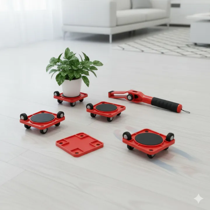 Furniture Moving Tool Set with Lifting Lever & 4 Heavy Duty Roller ...