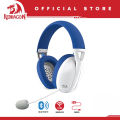 Redragon H848 Bluetooth Wireless Gaming Headset White Blue Lightweight  7.1 Surround Sound Multi Platforms for PC, PS5/4/3, Switch, Mobile. 
