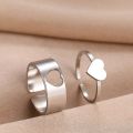 Adjustable Heart Shape Couple Rings Set- Heart Rings For Couples and Girls. 