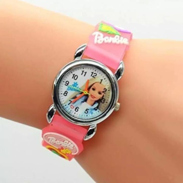 Barbie Watch with Silicone Band Barbie Character | Hot selling 3D Barbie Strap Baby Girls Watch