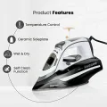 Geepas Steam Iron - 2 in 1 Dry & Steam Iron with Ceramic Soleplate – Adjustable Temperature Control – Dry Ironing, Spray Function & Burst of Steam - 400 ml Water Tank, Anti-Drip, 3000 Watts ( 2 years Warranty ). 