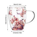 Double Wall Glass Mug Cup Insulated Coffee Mugs with Dry Flower Espresso Cup Safe and Decorative Flowers couple cups gifts. 