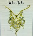 Western Jewellery Golden Color White Pearls Necklace Pendant Earrings Jewellery Sets for Girls Women - AA-JS11. 