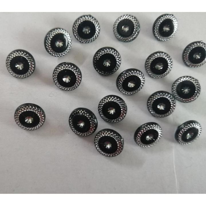 Black/Silver Fancy  Buttons for Dress Set of 50 Pieces