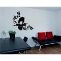 size: 1 x 1 Feet Heron Bagla Bird Floral Corner nature Wall Sticker Vinyl decals for home office decor- Black color - EdotE. 