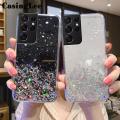 Casinglee For Samsung Galaxy S21 Ultra case Full Stars Moon Glitter Bling Sequins Cases for Samsung S21 Ultra Phone Cover Starry Sky Transparent Soft Back Cover. 