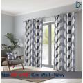 Curtains Set, Printed curtains for room, 100% cotton - GeoWall Navy Blue - Pack of 2 Curtains. 